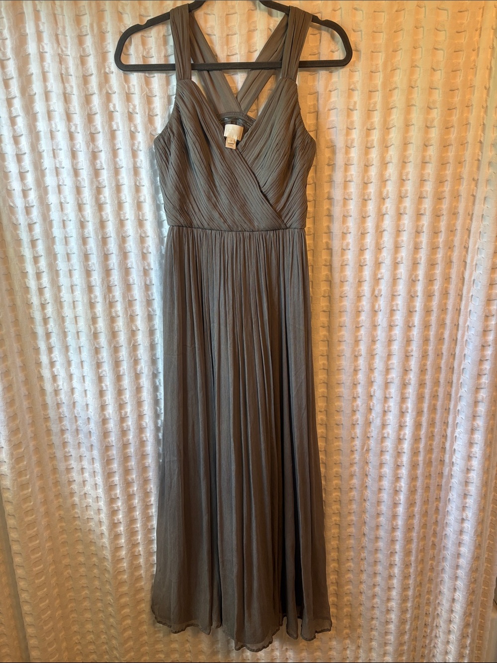 J. Crew Sleeveless Pleated Maxi Dress in Olive